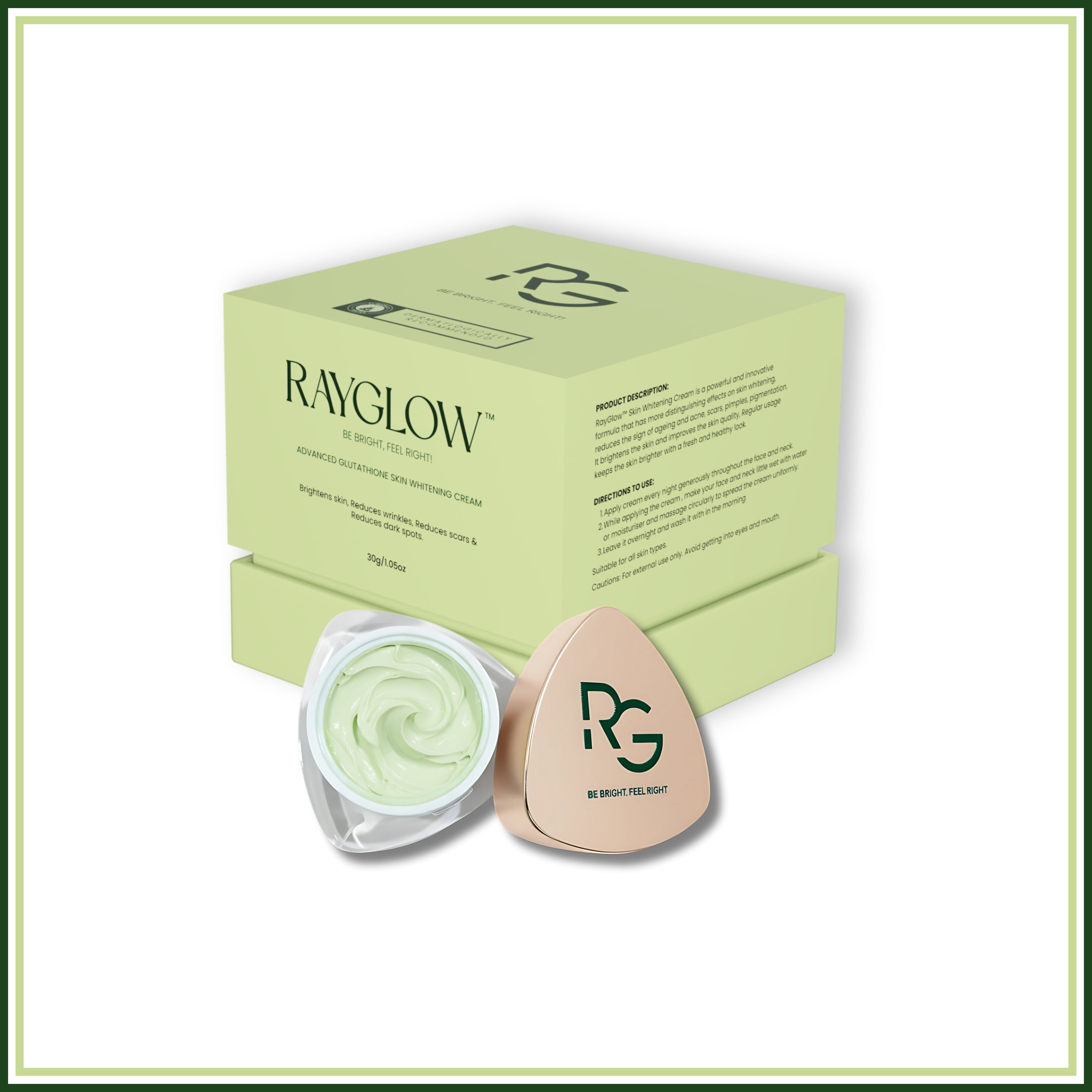 RayGlow Skin Brightening Cream | Crafted in the USA with an advanced glutathione formula | Celebrity secret to brighter skin and reducing dark spots in 10 days