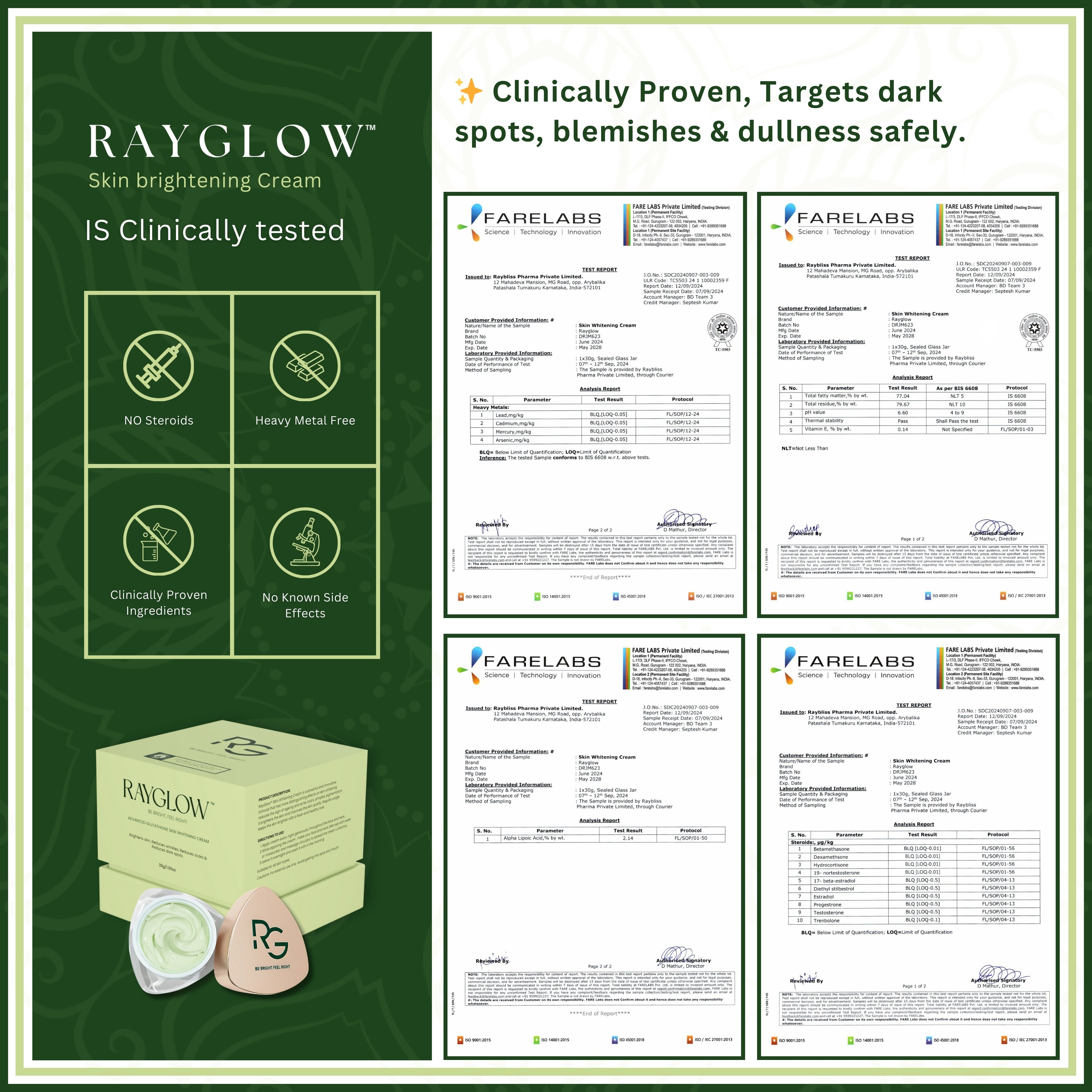 RayGlow Skin Brightening Cream | Crafted in the USA with an advanced glutathione formula | Celebrity secret to brighter skin and reducing dark spots in 10 days