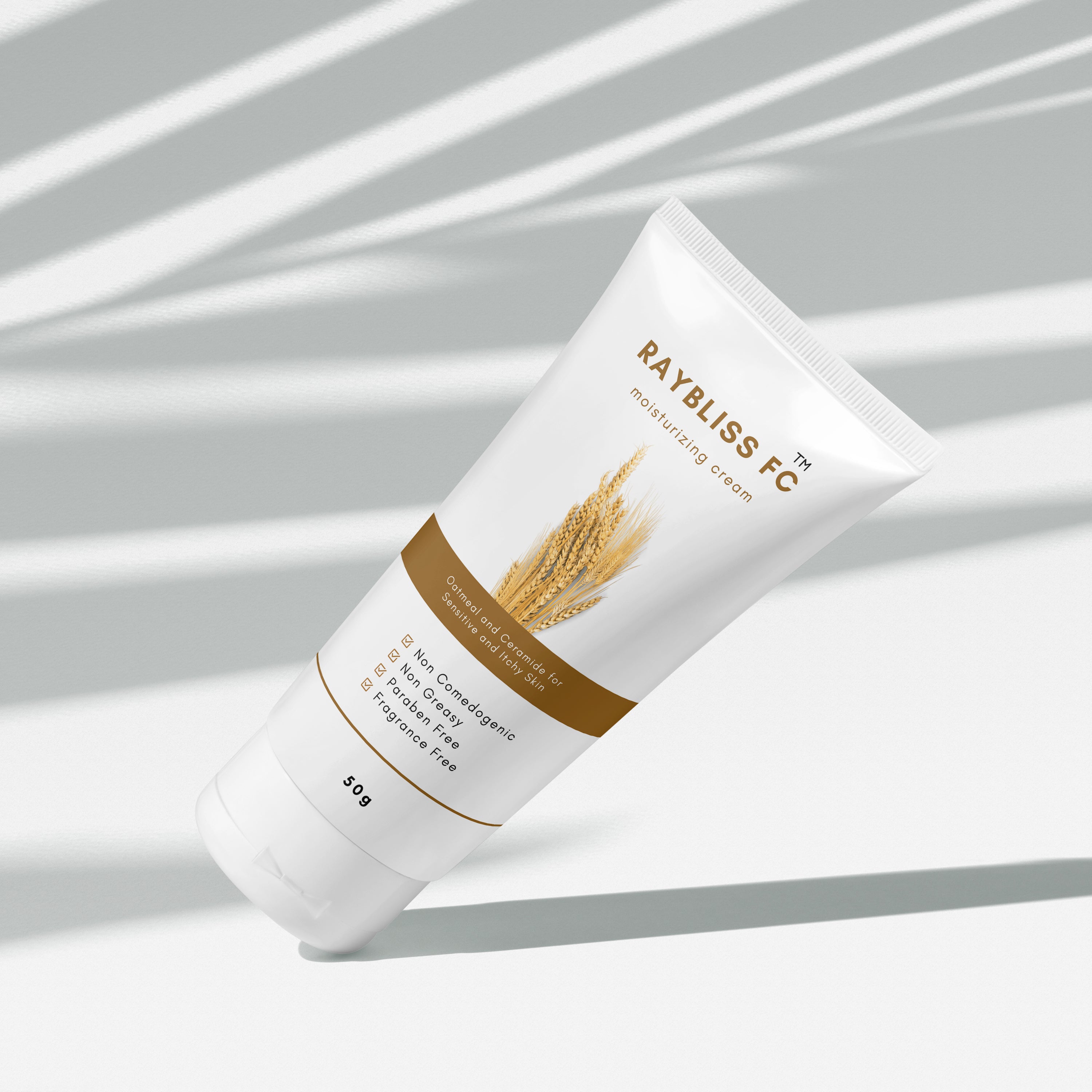 Raybliss FC Moisturizing Cream with Oatmeal, Ceramides, Hyaluronic Acid and Vitamin E | Non-Comedogenic, Paraben-Free, Fragrance-Free, Clinically Tested | 50g