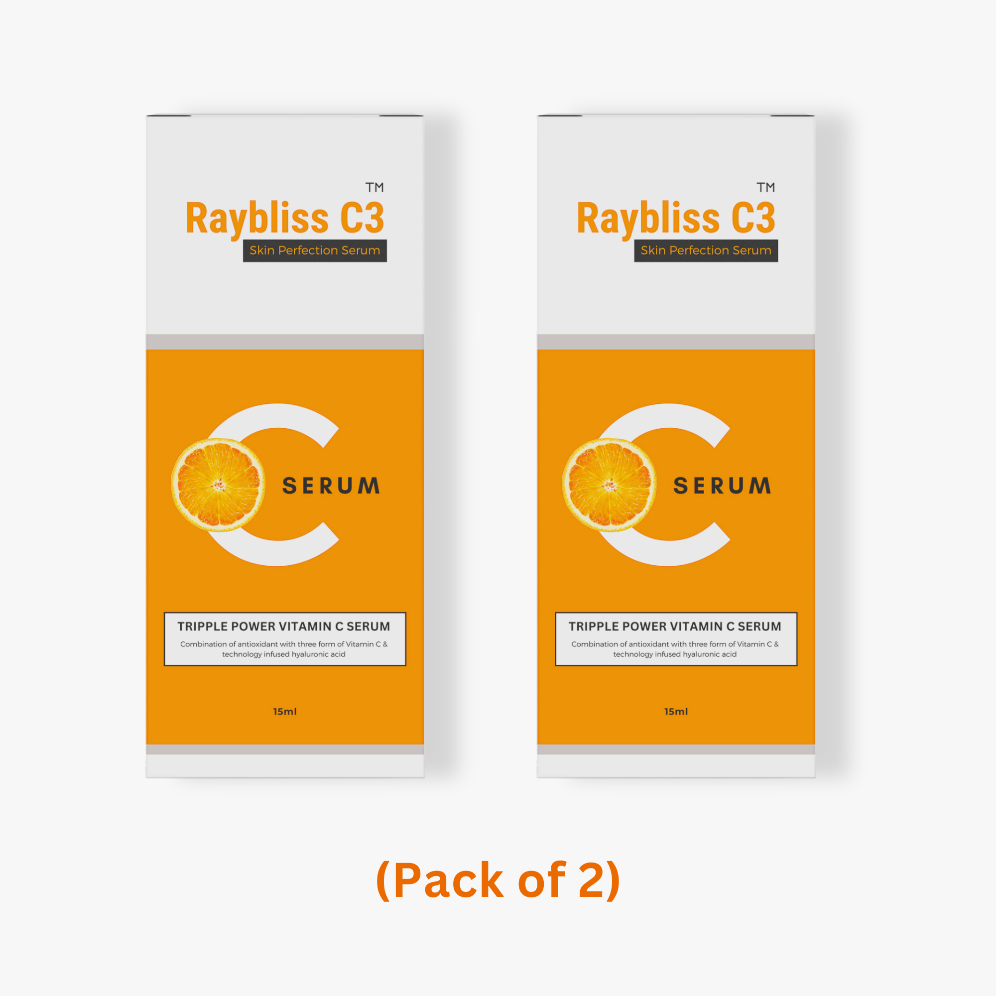 Raybliss C3 Skin Perfection Serum - Triple Power Vitamin C with Hyaluronic Acid | Brightening, Hydrating & Anti-Aging Formula | 15ml