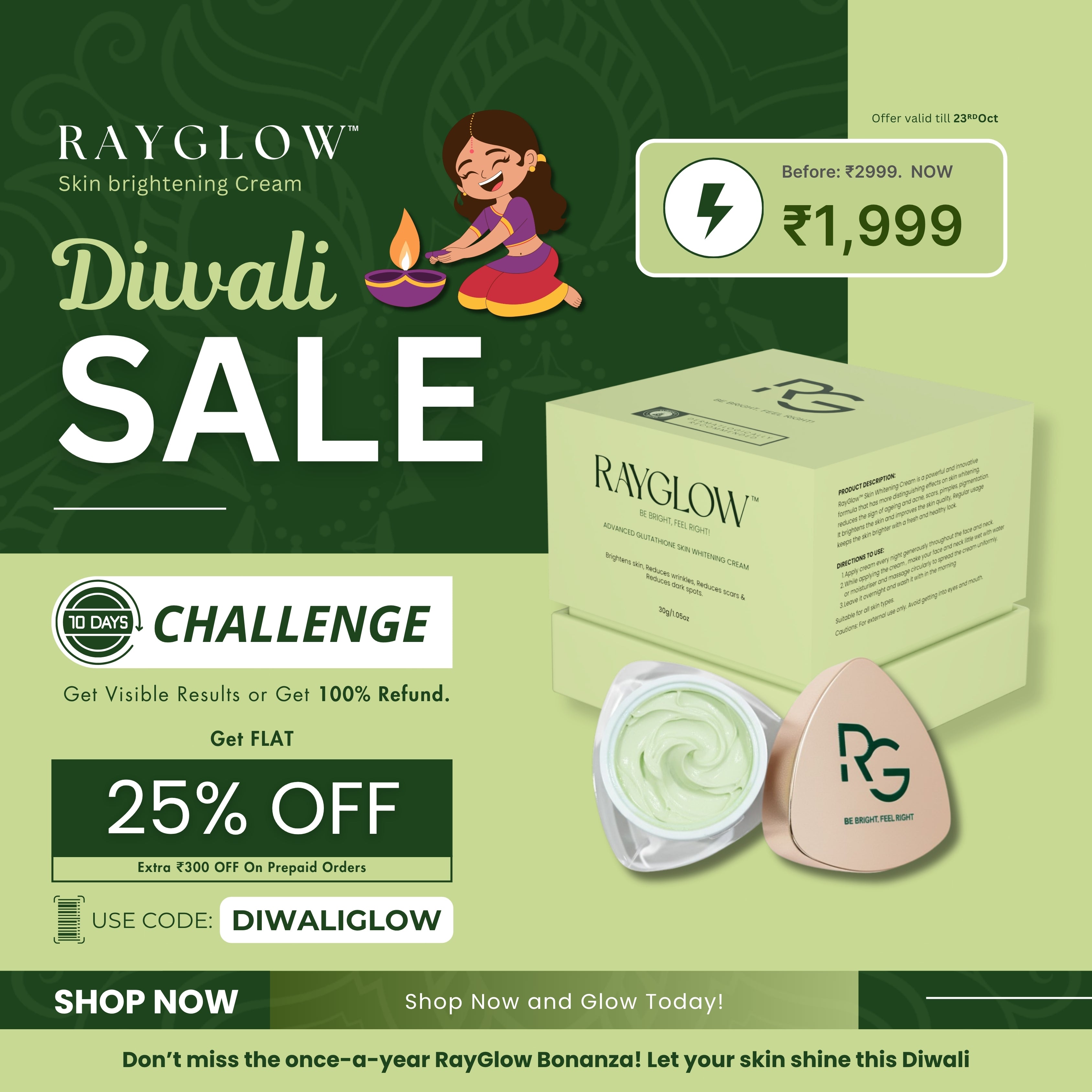 RayGlow Skin Brightening Cream | Crafted in the USA with an advanced glutathione formula | Celebrity secret to brighter skin and reducing dark spots in 10 days