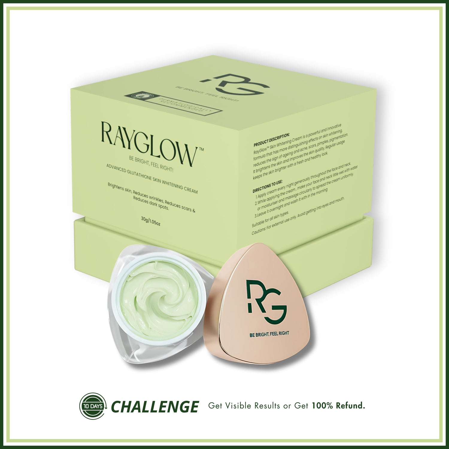 RayGlow Skin Brightening Cream | Crafted in the USA with an advanced glutathione formula | Celebrity secret to brighter skin and reducing dark spots in 10 days