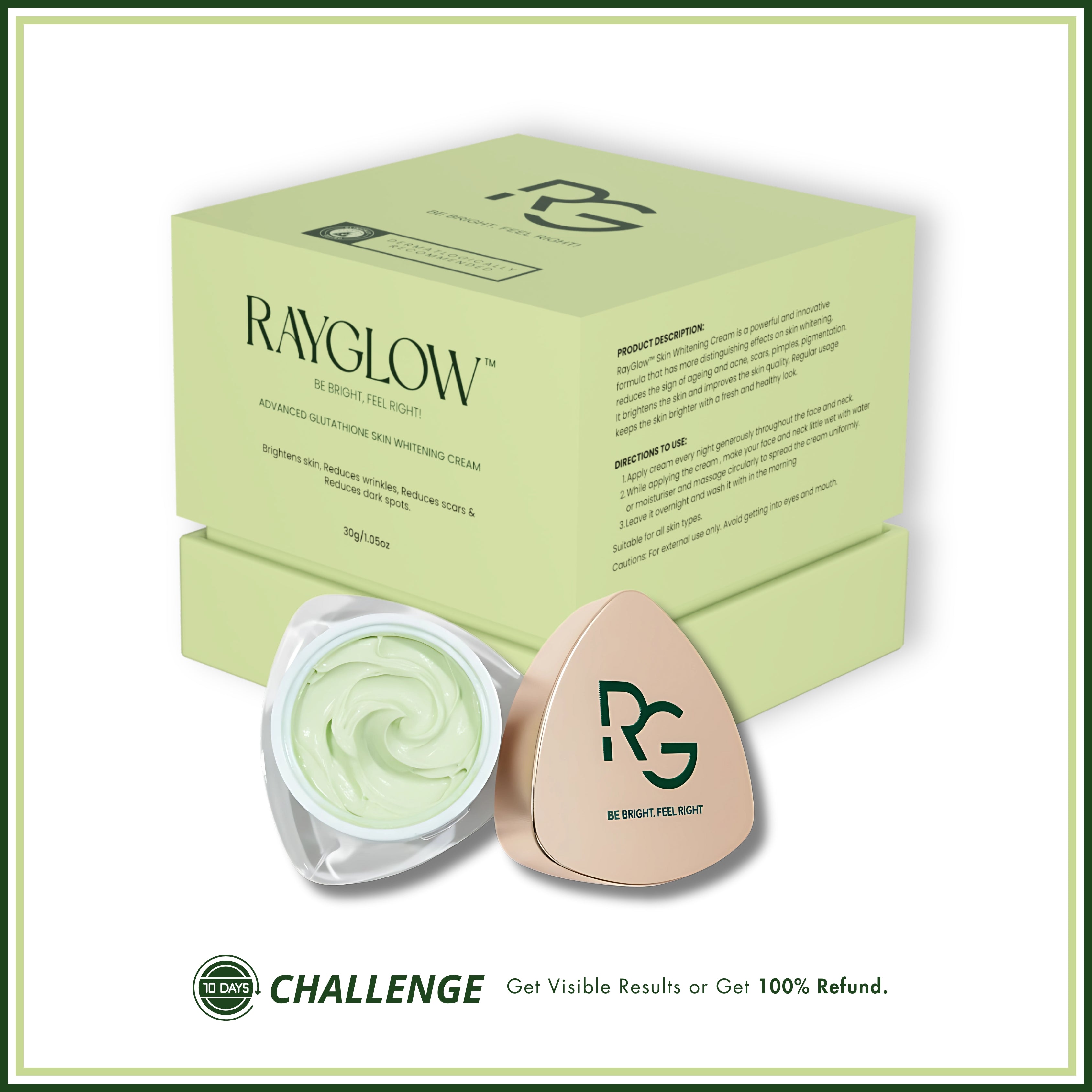 RayGlow Skin Brightening Cream | Crafted in the USA with an advanced glutathione formula | Celebrity secret to brighter skin and reducing dark spots in 10 days