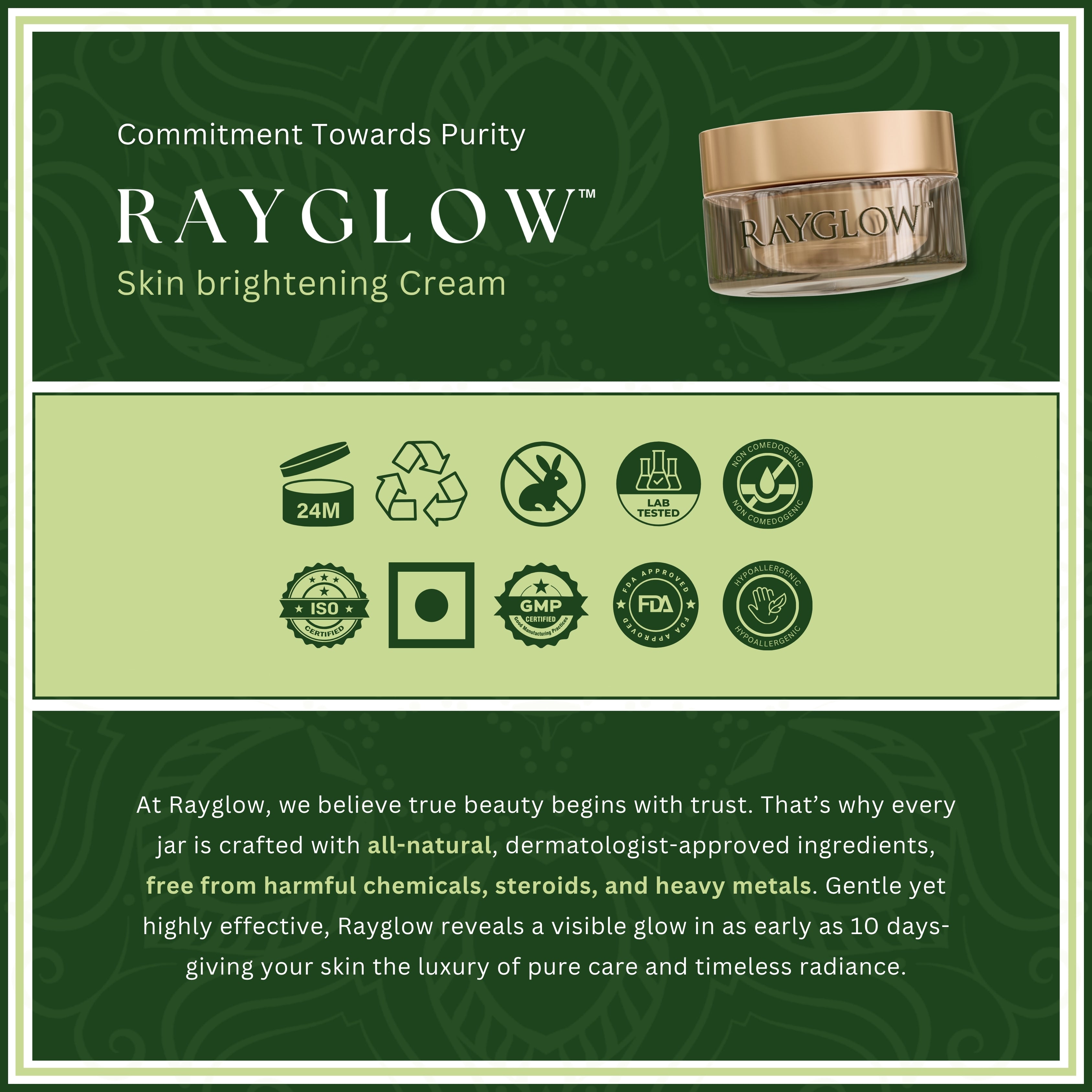 RayGlow Skin Brightening Cream | Crafted in the USA with an advanced glutathione formula | Celebrity secret to brighter skin and reducing dark spots in 10 days