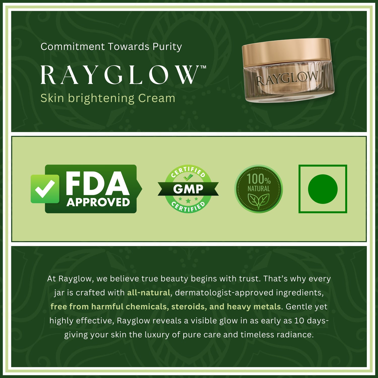 RayGlow Skin Brightening Cream | Crafted in the USA with an advanced glutathione formula | Celebrity secret to brighter skin and reducing dark spots in 10 days