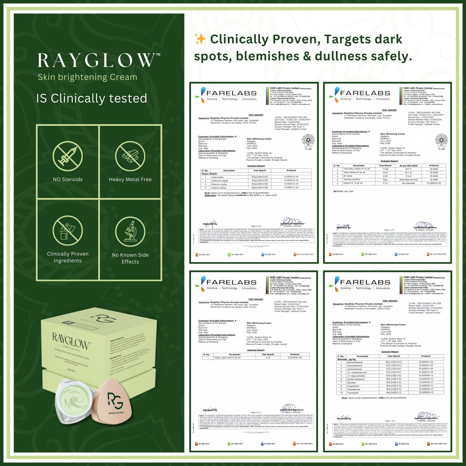 RayGlow Skin Brightening Cream | Crafted in the USA with an advanced glutathione formula | Celebrity secret to brighter skin and reducing dark spots in 10 days