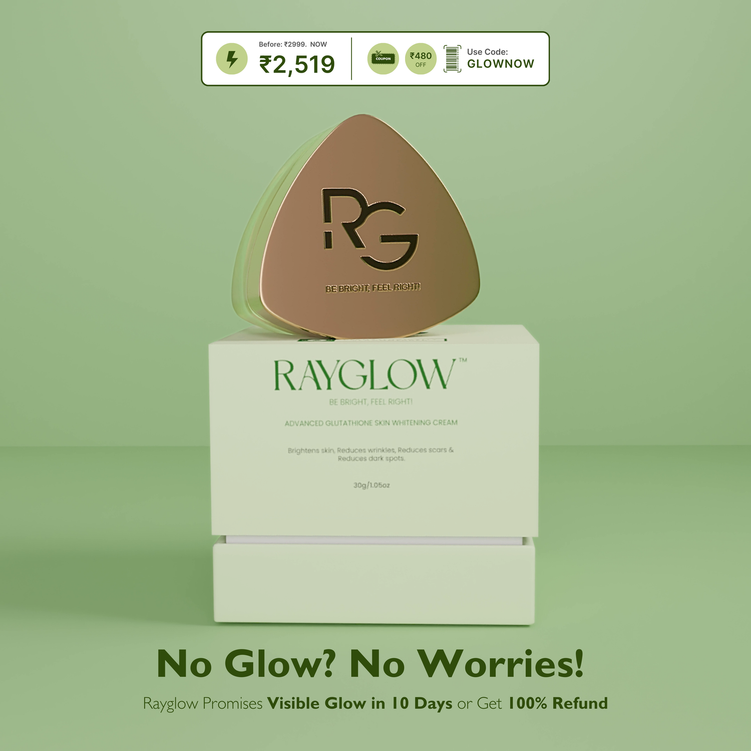 RayGlow Skin Brightening Cream | Crafted in the USA with an advanced glutathione formula | Celebrity secret to brighter skin and reducing dark spots in 10 days